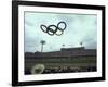 Balloons in the Shape of the Olympic Rings Being Released at the Summer Olympics Opening Ceremonies-John Dominis-Framed Photographic Print