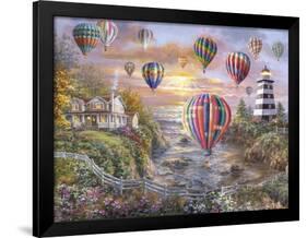 Balloons over Cottage Cove-Nicky Boehme-Framed Giclee Print