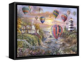 Balloons over Cottage Cove-Nicky Boehme-Framed Stretched Canvas
