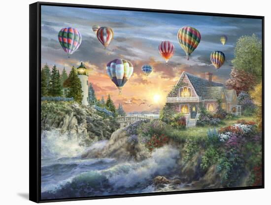 Balloons over Sunset Cove-Nicky Boehme-Framed Stretched Canvas