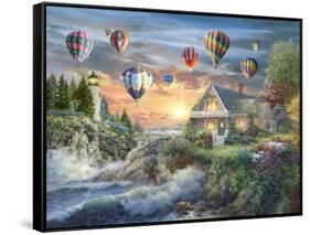 Balloons over Sunset Cove-Nicky Boehme-Framed Stretched Canvas