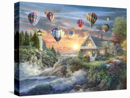 Balloons over Sunset Cove-Nicky Boehme-Stretched Canvas