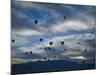 Balloons Soaring About Sandia Mountains During Albuquerque Balloon Fiesta-James Shive-Mounted Photographic Print