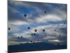 Balloons Soaring About Sandia Mountains During Albuquerque Balloon Fiesta-James Shive-Mounted Photographic Print
