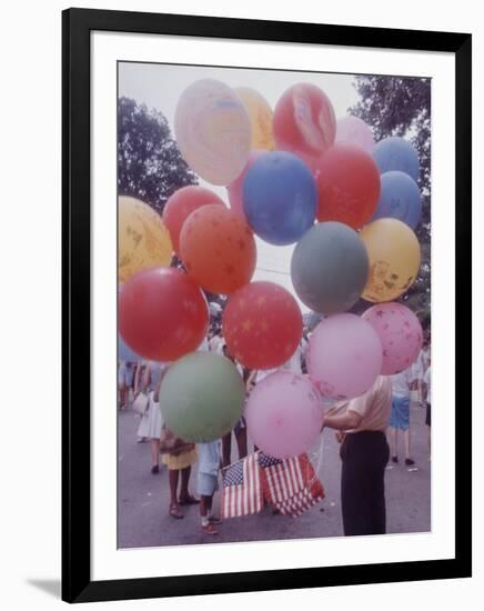 Balloons Sold by Man to People Watching Events, Kosygin's Second Visit to Glassboro, New Jersey-Art Rickerby-Framed Photographic Print