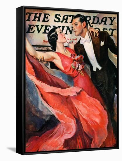 "Ballroom Dancing," Saturday Evening Post Cover, April 10, 1937-John LaGatta-Framed Stretched Canvas