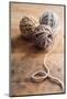 Balls of Wool on Wooden Background-Melica73-Mounted Photographic Print
