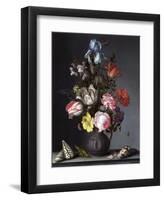 Balthasar van der Ast, Flowers in a Vase with Shells and Insects-Dutch Florals-Framed Art Print