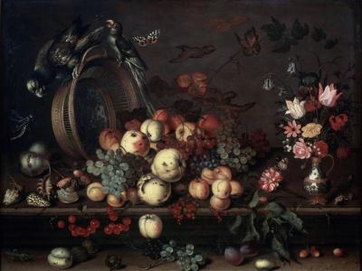 Still Life with Fruits, Flowers and Parrots, 1620S