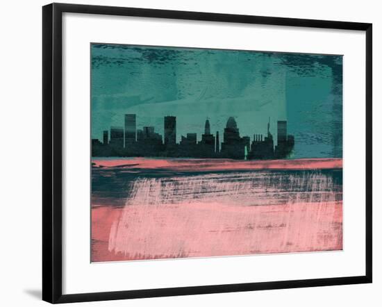 Baltimore Abstract Skyline II-Emma Moore-Framed Art Print