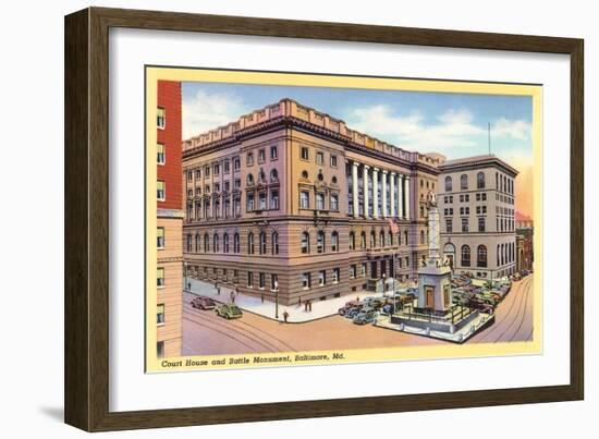 Baltimore Courthouse and Battle Monument-null-Framed Art Print