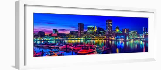 Baltimore Harbor by night, Baltimore, Maryland, USA-null-Framed Photographic Print