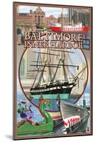 Baltimore Inner Harbor Scenes - Maryland-Lantern Press-Mounted Art Print