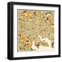 Baltimore Map-Jazzberry Blue-Framed Art Print