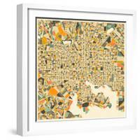 Baltimore Map-Jazzberry Blue-Framed Art Print