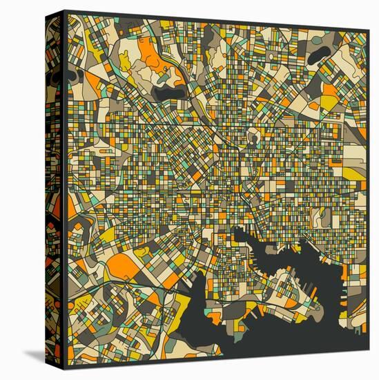 Baltimore Map-Jazzberry Blue-Stretched Canvas