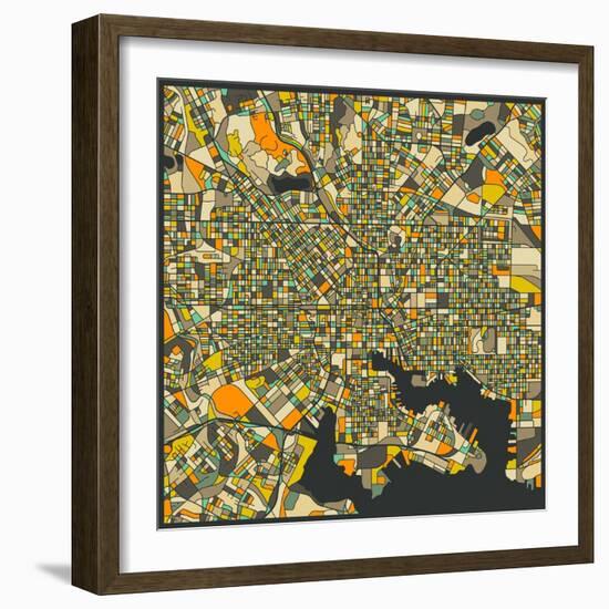 Baltimore Map-Jazzberry Blue-Framed Art Print