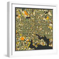 Baltimore Map-Jazzberry Blue-Framed Art Print