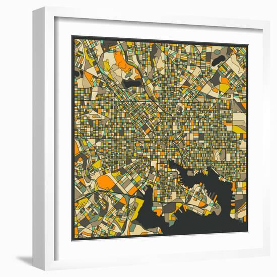 Baltimore Map-Jazzberry Blue-Framed Art Print