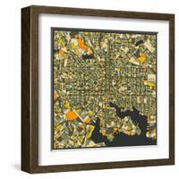 Baltimore Map-Jazzberry Blue-Framed Art Print