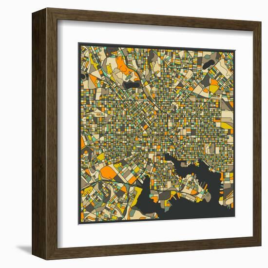 Baltimore Map-Jazzberry Blue-Framed Art Print