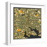 Baltimore Map-Jazzberry Blue-Framed Art Print