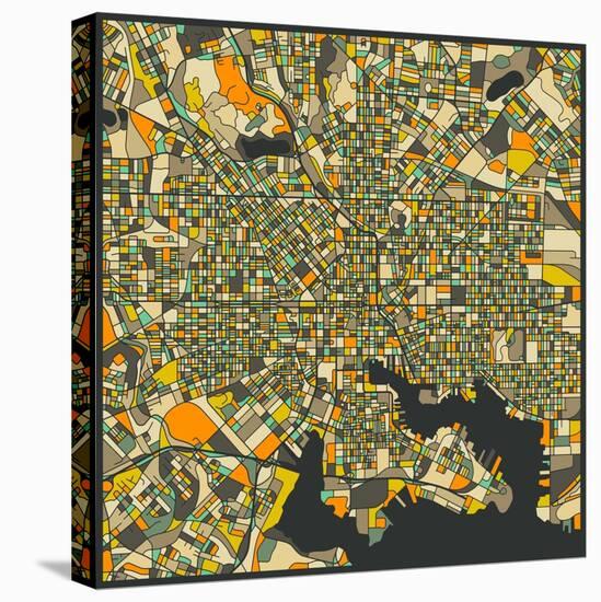 Baltimore Map-Jazzberry Blue-Stretched Canvas