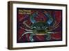 Baltimore, Maryland - Blue Crab Paper Mosaic-Lantern Press-Framed Art Print