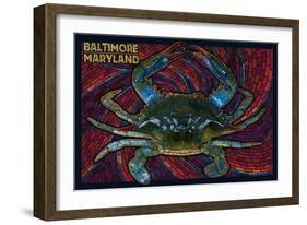Baltimore, Maryland - Blue Crab Paper Mosaic-Lantern Press-Framed Art Print