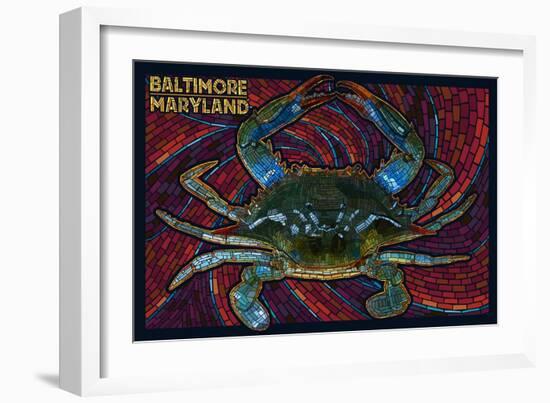 Baltimore, Maryland - Blue Crab Paper Mosaic-Lantern Press-Framed Art Print