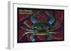 Baltimore, Maryland - Blue Crab Paper Mosaic-Lantern Press-Framed Art Print