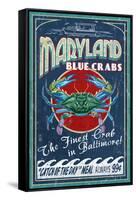 Baltimore, Maryland - Blue Crabs-Lantern Press-Framed Stretched Canvas