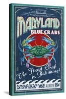 Baltimore, Maryland - Blue Crabs-Lantern Press-Stretched Canvas