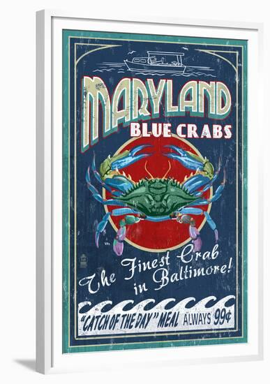 Baltimore, Maryland - Blue Crabs-Lantern Press-Framed Art Print