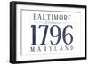 Baltimore, Maryland - Established Date (Blue)-Lantern Press-Framed Art Print