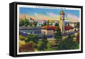 Baltimore, Maryland - Mt. Royal Station and Surrounding Grounds View-Lantern Press-Framed Stretched Canvas