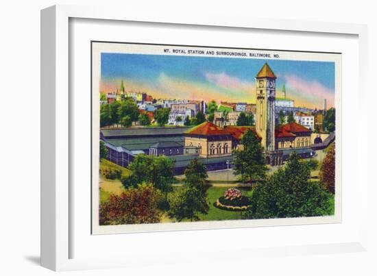 Baltimore, Maryland - Mt. Royal Station and Surrounding Grounds View-Lantern Press-Framed Art Print