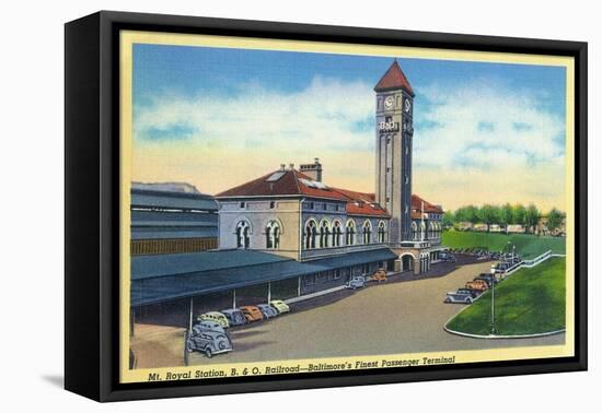 Baltimore, Maryland - Mt. Royal Station, Baltimore and Ohio Railroad View-Lantern Press-Framed Stretched Canvas