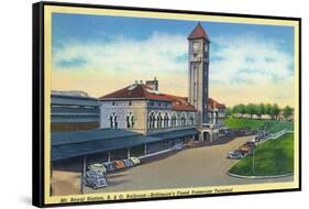 Baltimore, Maryland - Mt. Royal Station, Baltimore and Ohio Railroad View-Lantern Press-Framed Stretched Canvas