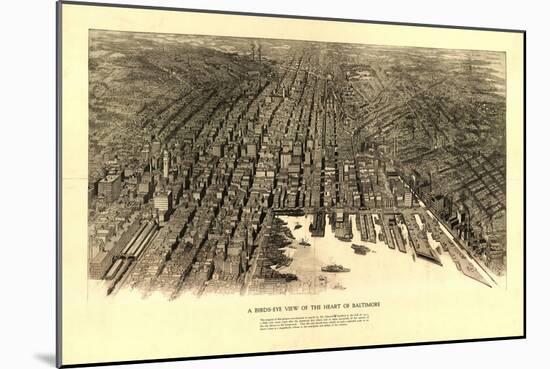 Baltimore, Maryland - Panoramic Map-Lantern Press-Mounted Art Print