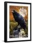 Baltimore, Maryland - Raven and Skull-Lantern Press-Framed Art Print