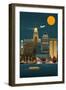 Baltimore, Maryland - Retro Skyline (no text)-Lantern Press-Framed Art Print