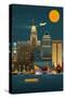 Baltimore, Maryland - Retro Skyline (no text)-Lantern Press-Stretched Canvas