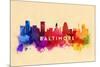 Baltimore, Maryland - Skyline Abstract-Lantern Press-Mounted Premium Giclee Print