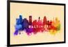 Baltimore, Maryland - Skyline Abstract-Lantern Press-Framed Art Print