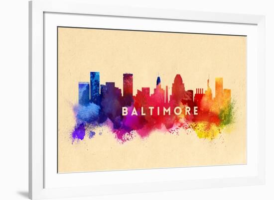 Baltimore, Maryland - Skyline Abstract-Lantern Press-Framed Art Print