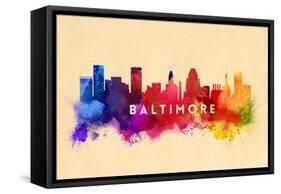 Baltimore, Maryland - Skyline Abstract-Lantern Press-Framed Stretched Canvas