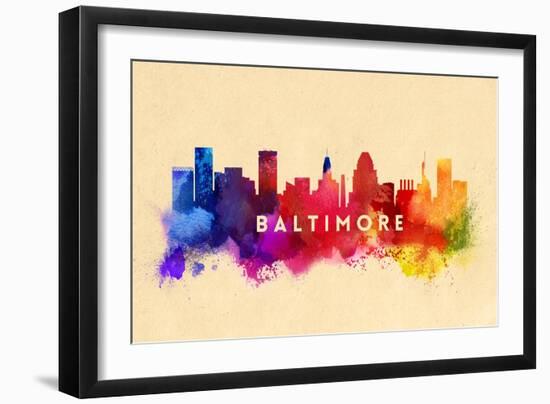 Baltimore, Maryland - Skyline Abstract-Lantern Press-Framed Art Print