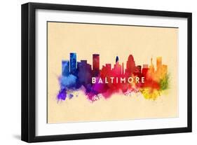 Baltimore, Maryland - Skyline Abstract-Lantern Press-Framed Art Print