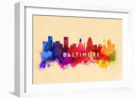 Baltimore, Maryland - Skyline Abstract-Lantern Press-Framed Art Print